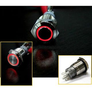 16mm 12V RED Led Angel Eye Push Button Metal ON OFF Switch for Car 