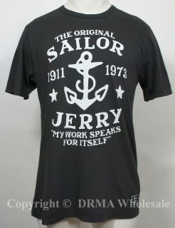SAILOR JERRY Tattoo My Work Speaks Anchor Logo Slim Fit T Shirt S M L 