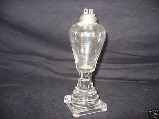 ANTIQUE GLASS FONT & PEWTER WHALE OIL LAMP W BURNER