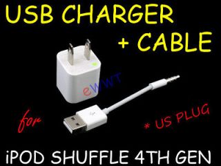   Plug USB Cable +AC Charger Adaptor for iPod Shuffle 4th Gen 4 GJZCH16
