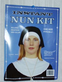 Halloween Costume Instant Nun Kit~Headpiece and Collar~New~Ships Free