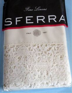 Sferra PHOEBE Standard Pillowcases Pair Ivory Lace Edge Egyptian 