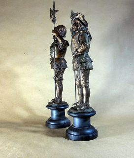 Sensational Vintage Pair Bronze Copper on Spelter Statues European 