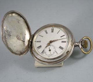 SILVER ANTIQUE REMONTOIR POCKET WATCH MANUAL CHARGE 15 RUBIES WITH 