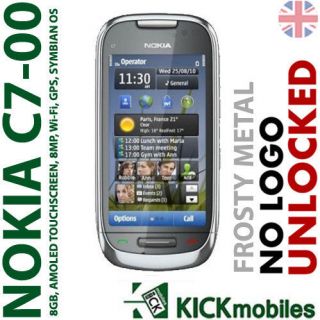 NEW NOKIA C7 00 FROSTY METAL UNLOCKED SIMFREE MOBILE PHONE C700 GSM