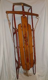 Antique FLEXIBLE FLYER Sled No 47 Metal Safety Runners Steering RARE 