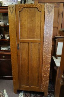 Antique Tiger Oak Cabinet Closet Original Hardware Shelves 70 Dresser 