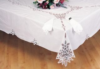   Lace White 68x84 Rectangular / Oblong Fabric Tablecloth New