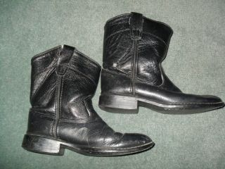 Boys Black OLD WEST Cowboy Country Western Roper Style Boots, Size 10 