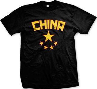   Flag The Five Starred Mens T shirt  Chinese Olympics gold medal Tees