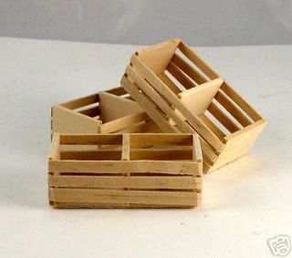 Dollhouse Miniature Set of 3 Wooden Crates, Large