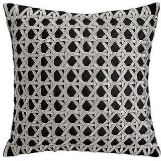 Pier 1 Elegant Gray & Black Rattan Weave Pillow New Home Decor