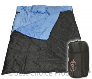   Sleeping Bag 23F/ 5C 2 Person Camping Hiking 86x60 W/2 Pillows New