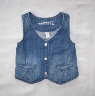 NWT Baby Gap Butterfly Glam Canyon Denim Vest 3 4 5 Gathered Pleated 