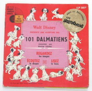 WALT DISNEY 101 DALMATIANS OLD FRENCH BOOKLET RECORD x