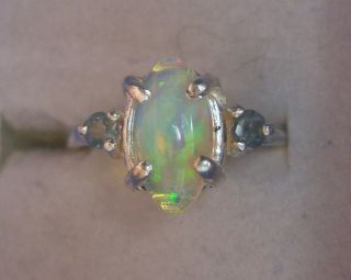 SUPERB COLOR PLAY 1.12CT OPAL & NATURAL ALEXANDRITE RING NR