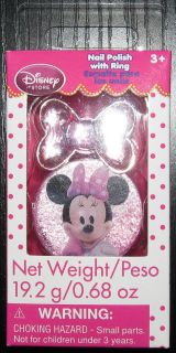  Store Minnie Mouse Nail Polish with Bow Ring Pink Glitter Cute .68 oz