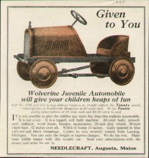 Pedal Car Childs Toy Lansing Michigan Original Vintage 1927 Antique 