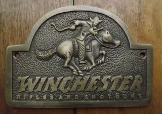 WINCHESTER RIFLES AND SHOTGUNS ~ Nice Antiqued brass plaque ~ 44 40 30 