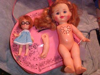   DOLL W CARRYING CASE & SPUNKY POCKET BOOK DOLL LOOKS LIKE MRS BE