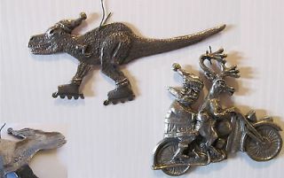 Crazy Christmas Ornaments TREX on Skates & Santa with Rudolph on 