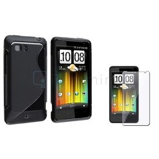  Gel Soft Skin Case Cover+Shield For AT&T HTC Vivid LTE 4G Raider 4G