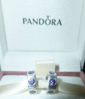 TWO Authentic Pandora Spacer Beads Purple Trinity CZ 925 ALE 
