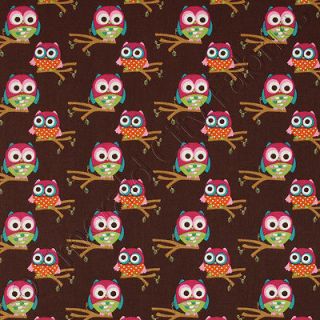   Hoot Owl Owls on Branches Brown Cotton Quilt Quilting Fabric /Yd