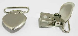 10 Heart Suspender Pacifier Mitten Clips Nickel Lead Free 1 inch