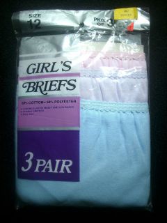 Vtg 12 Girls Panties Cotton/Poly 3 Briefs Underwear MIP
