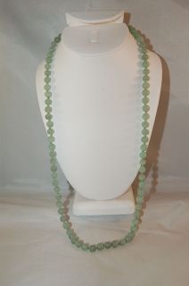 Vintage Les Bernard Green Glass Beads Gold Tone Signed Necklace