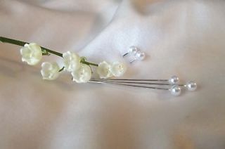   of 25 White Faux Pearl Wedding Corsage, Boutonniere and Bouquet Pins