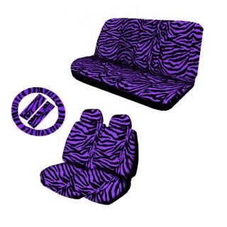   Purple Black Animal Print Complete Car Seat Cover Set Free Shipping