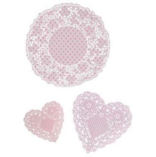   30 SPOTTY PAPER DOILIES party/doily/heart/chic/vintage/plate/birthday