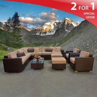 NEW MODERN 18 PC SET SECTIONAL PATIO FURNITURE WICKER & DINING SET 