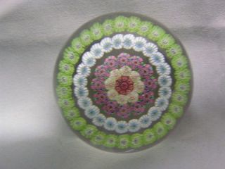 Signed Baccarat Concentric Ring Milefiori Paperweight 2 1/2 Diameter