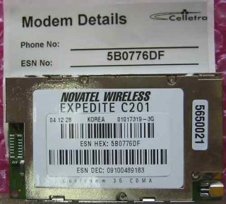 Novatel Wirelless Expedite C201 Modem Qualcomm 3G CDMA