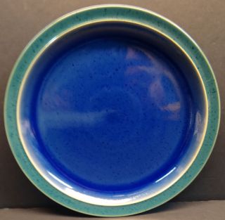 Denby Harlequin Salad/ Luncheon Plates Cobalt Blue on Green England