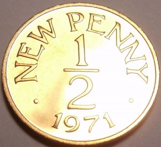GUERNSEY 1971 PROOF HALF NEW PENNY~ONLY YEAR~LOW MINTAGE~ 