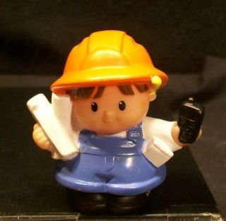 CONSTRUCTION CELL PHONE BROWN HAIR BOY MAN PLANS Fisher Price Little 