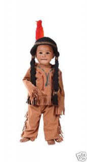   Native American Tan INDIAN BOY Costume w/ Black Wig Hair Small 4 5 6