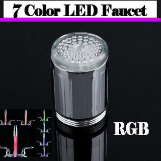 LED Light Water Faucet Automatic 7 Color Changing Glow Shower Stream 