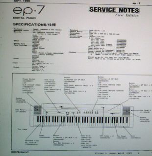 ROLAND EP 7 DIGITAL PIANO SERVICE NOTES 1ST ED BOOK ENG BOUND 