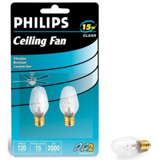 133876 Philips Lighting 2 Pack 15 Watt 120 Volt C7 Ceiling Fan 