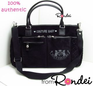   Juicy Couture Black Old School Scottie Crest Baby Diaper Bag Tote z552