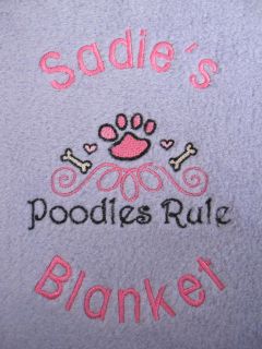 Personalised Dog / Puppy Blanket   Poodles Rule   Great Gift   Girl