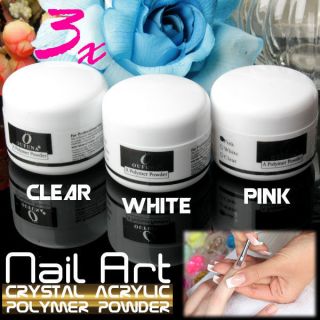 Clear Pink White Crystal Acrylic Polymer Powder For Nail Art Tip