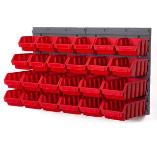 24pce plastic storage bins kit 3 sizes wall mounted louvre selection 