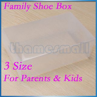 Family Plastic Dustproof Shoebox Shoe Storage Organizer Container 