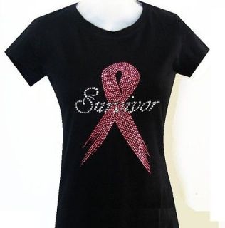   PINK BREAST CANCER SURVIVOR SHIRT BLACK TOP SIZES,M,L,XL,1XL,2XL,3XL